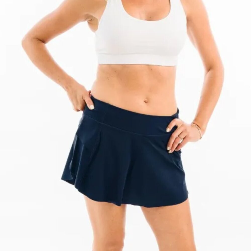Zyia Active Navy Blue Grand Slam Tennis Workout Skirt‎ Skort Shorts Size XL